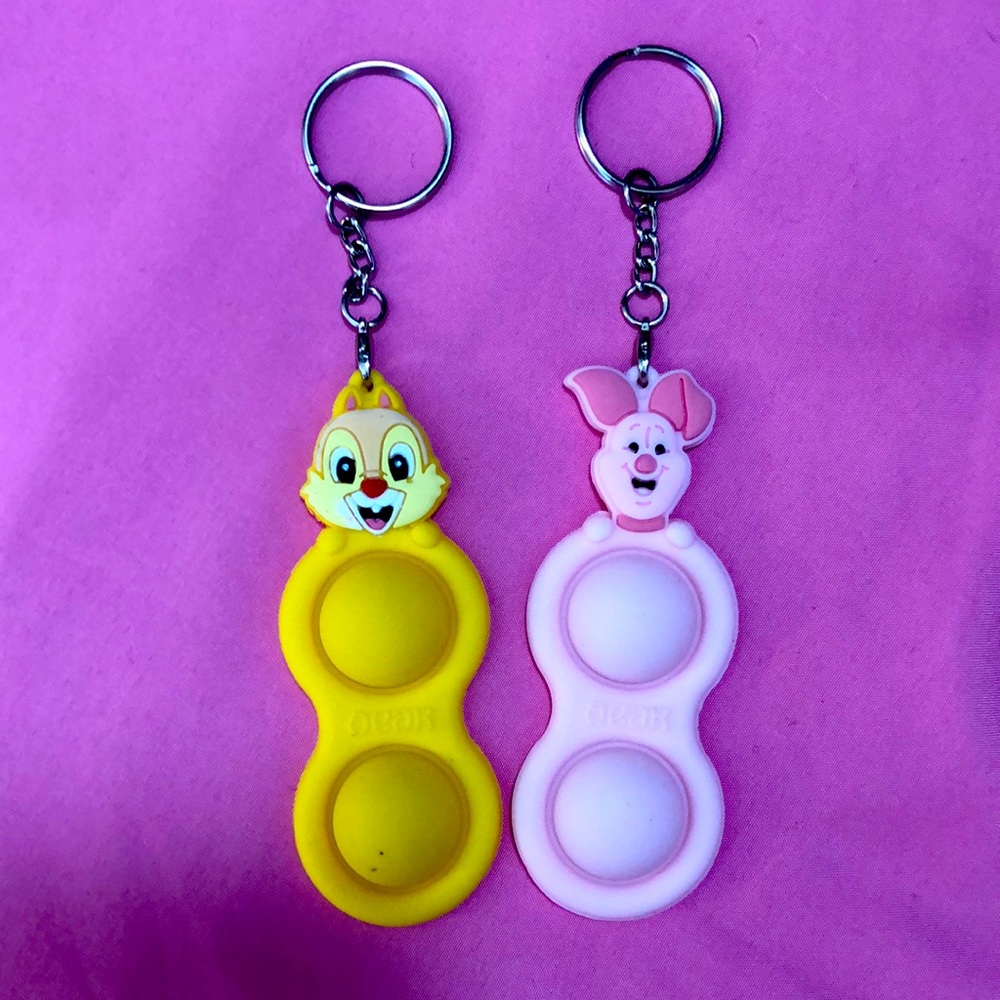 Piglet and Chip n Dale pop it / fidget keychains, nwot